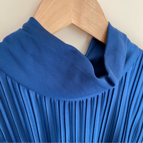 NWT DKNY Pleated High Neck Bow Sash Cocktail Midi Dress, Size 8 - Picture 6 of 12